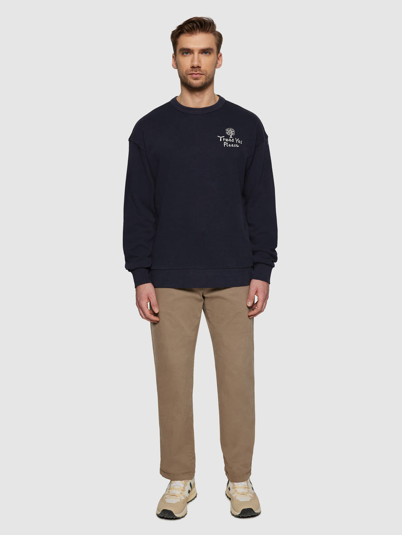 KnowledgeCotton Apparel - UNI Loose fit sweat camp print - GOTS/Vegan Sweats 1412 Night Sky