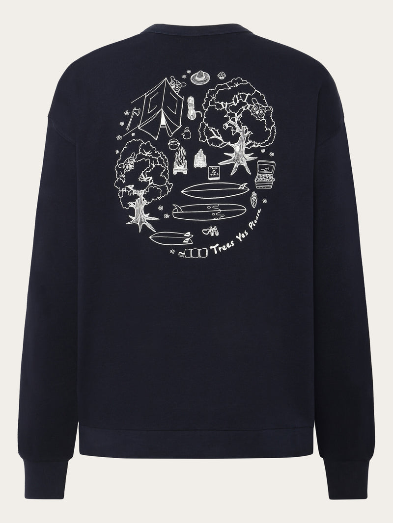 KnowledgeCotton Apparel - UNI Loose fit sweat camp print - GOTS/Vegan Sweats 1412 Night Sky