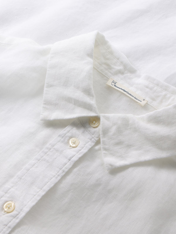 KnowledgeCotton Apparel - WMN Loose linen long sleeved shirt - GOTS/Vegan Shirts 1010 Bright White