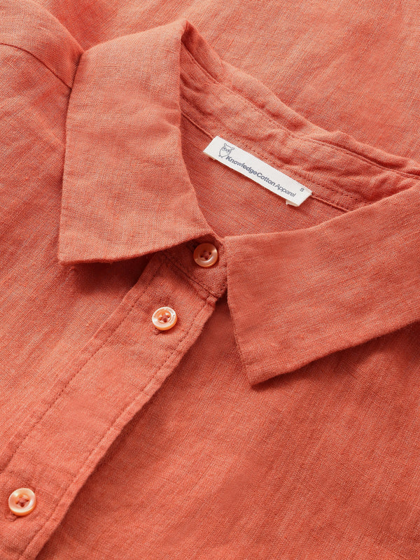 KnowledgeCotton Apparel - WMN Loose linen long sleeved shirt - GOTS/Vegan Shirts 1481 Langoustino
