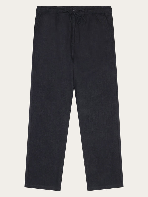 KnowledgeCotton Apparel - MEN Loose linen pant Pants 1300 Black Jet