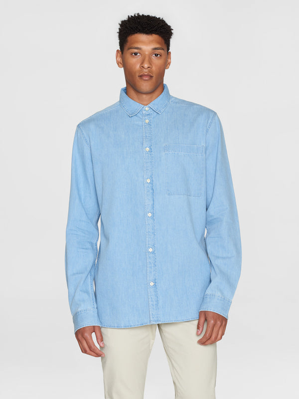 KnowledgeCotton Apparel - MEN Loose shirt - GOTS/Vegan Shirts 3030 Bleached Blue
