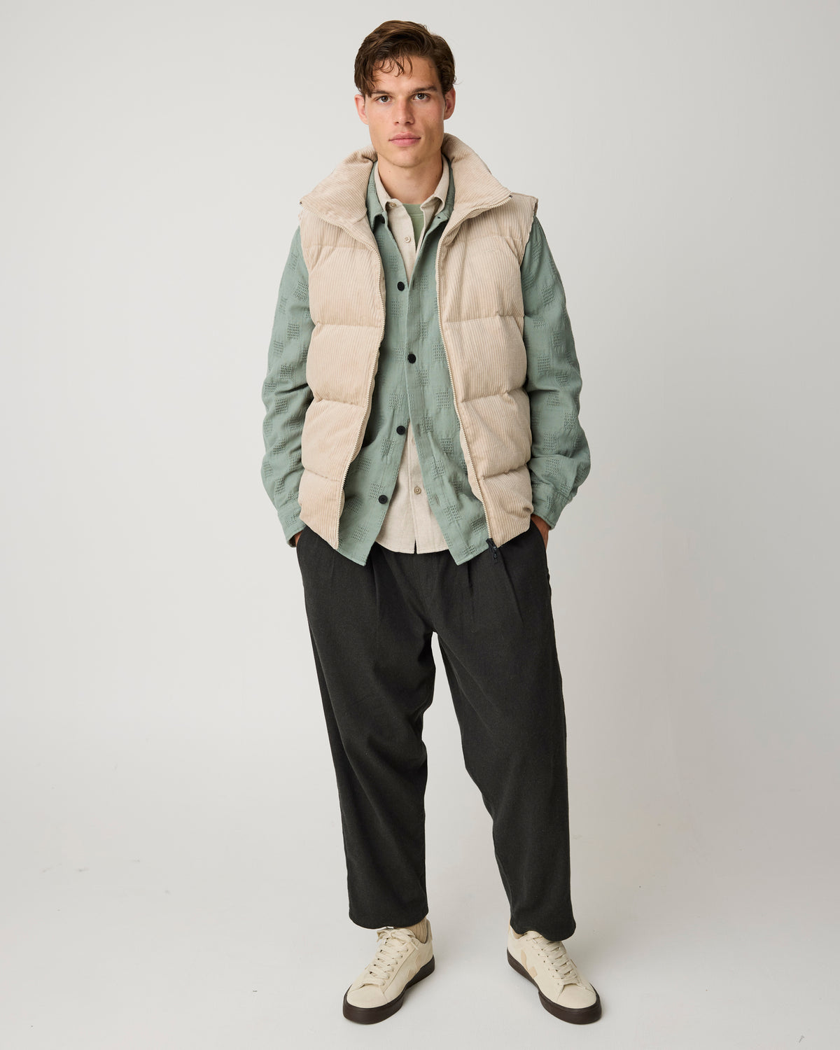 KnowledgeCotton Apparel - MEN Loose structure overshirt Overshirts 1396 Lily Pad