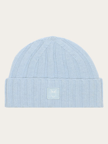 KnowledgeCotton Apparel - UNI Low wool 5x4 rib beanie - RWS Hats 1322 Asley Blue