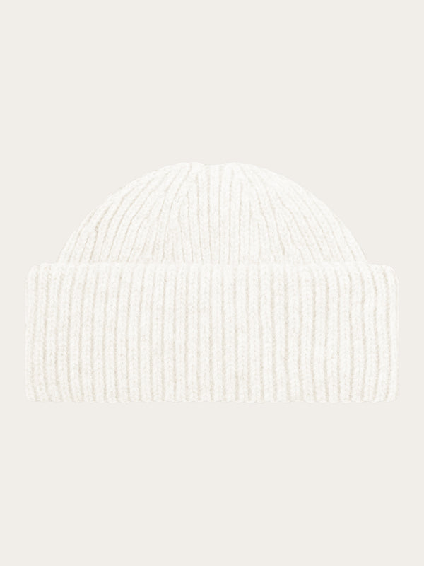 KnowledgeCotton Apparel - UNI Low wool rib beanie Hats 1387 Egret