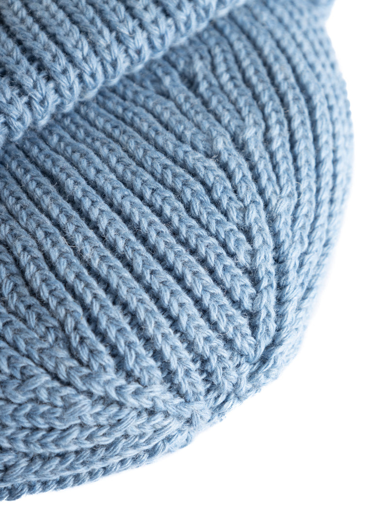 KnowledgeCotton Apparel - UNI Low wool rib beanie Hats 1414 Dusty Blue Melange