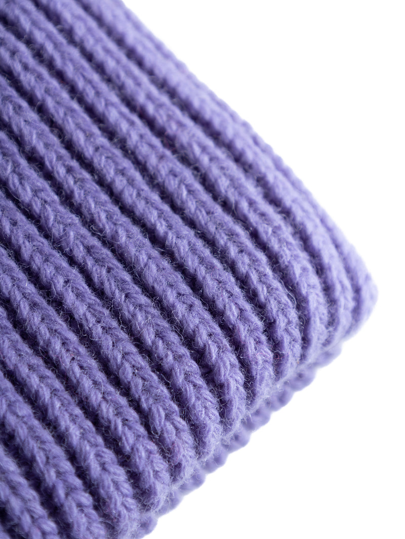 KnowledgeCotton Apparel - UNI Low wool rib beanie Hats 1418 Violet Tulip