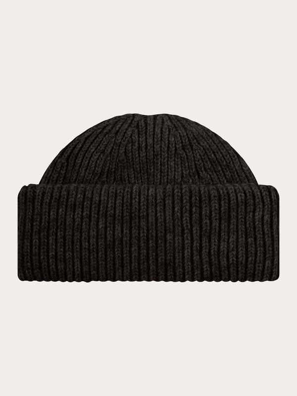 KnowledgeCotton Apparel - UNI Low wool rib beanie Hats 1487 Chocolate Torte