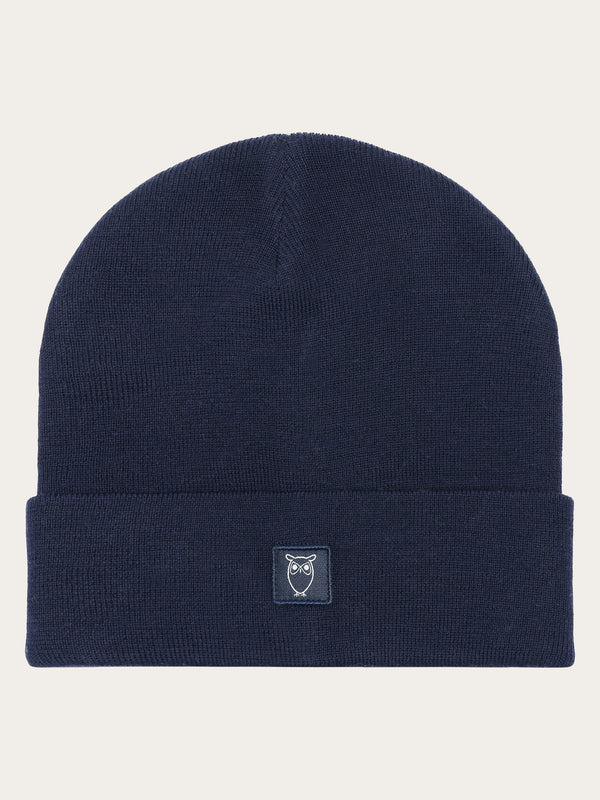 KnowledgeCotton Apparel - UNI Merino Wool Double Layer Beanie RWS Hats 1001 Total Eclipse