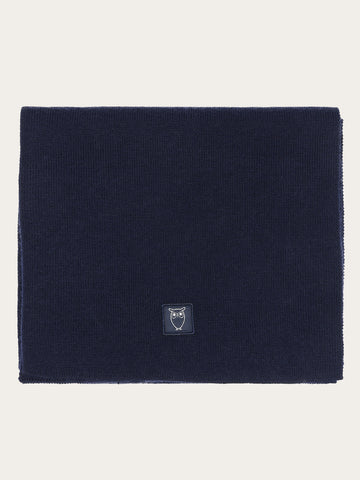 KnowledgeCotton Apparel - UNI Merino badge scarf Scarfs 1001 Total Eclipse