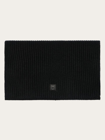KnowledgeCotton Apparel - UNI Merino badge scarf Scarfs 1300 Black Jet