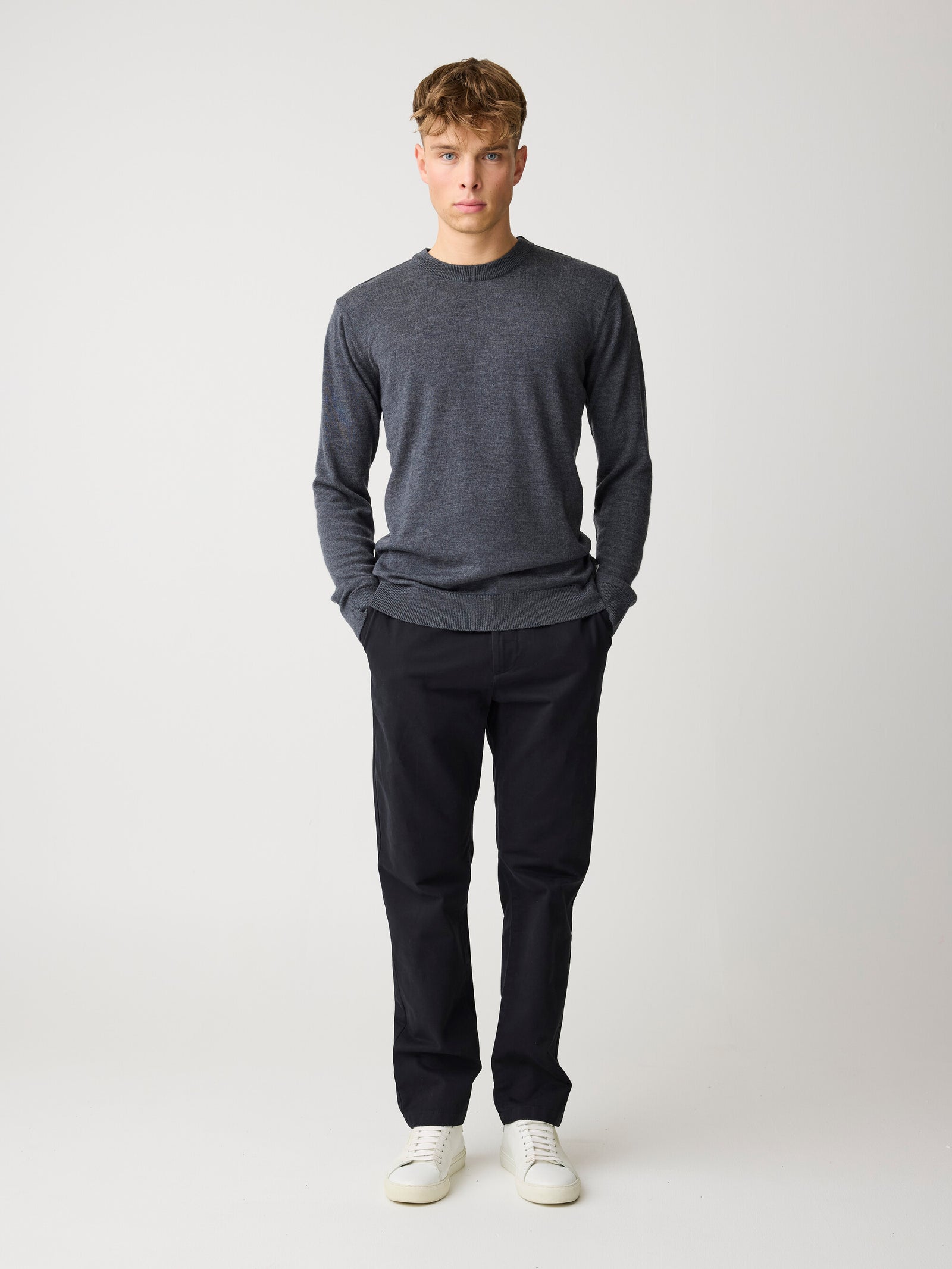 新品　BRIEFING MERINO WOOL CREW NECK KNIT Merino crew neck sweater - Dark Grey Melange