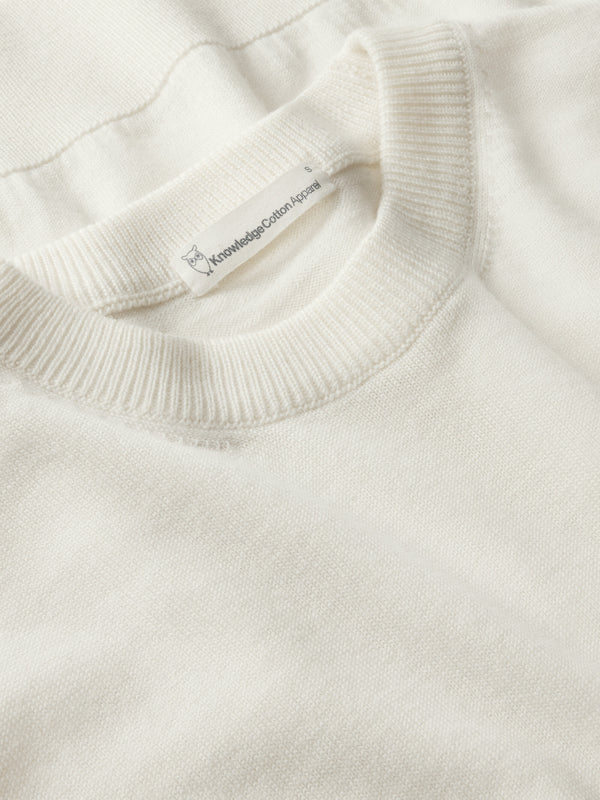 KnowledgeCotton Apparel - WMN Merino crew neck sweater Knits 1387 Egret