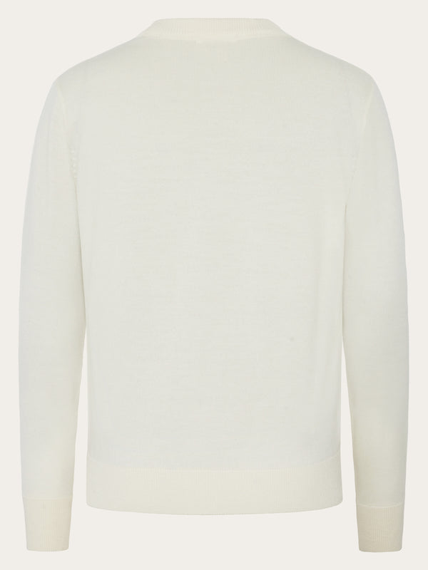 KnowledgeCotton Apparel - WMN Merino crew neck sweater Knits 1387 Egret