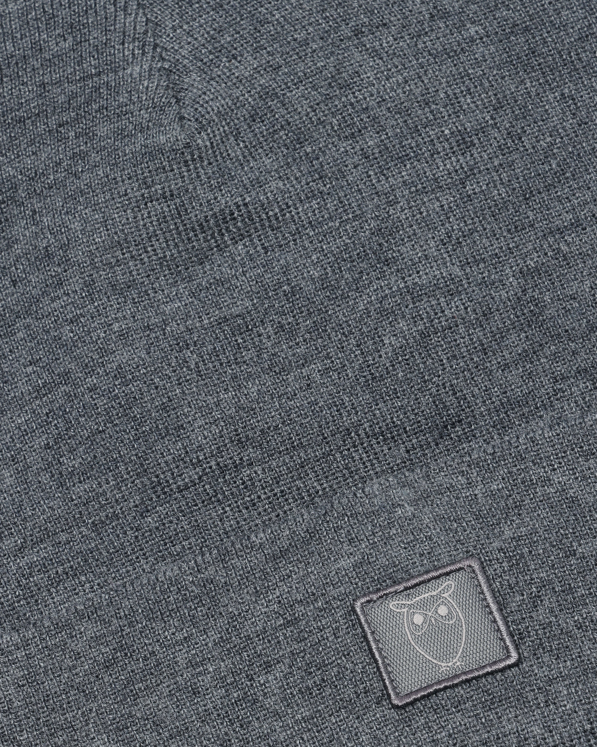 KnowledgeCotton Apparel - UNI Merino double layer badge beanie Hats 1073 Dark Grey Melange