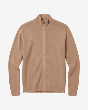 KnowledgeCotton Apparel - MEN Merino full zip sweater Knits 1336 Kelp melange
