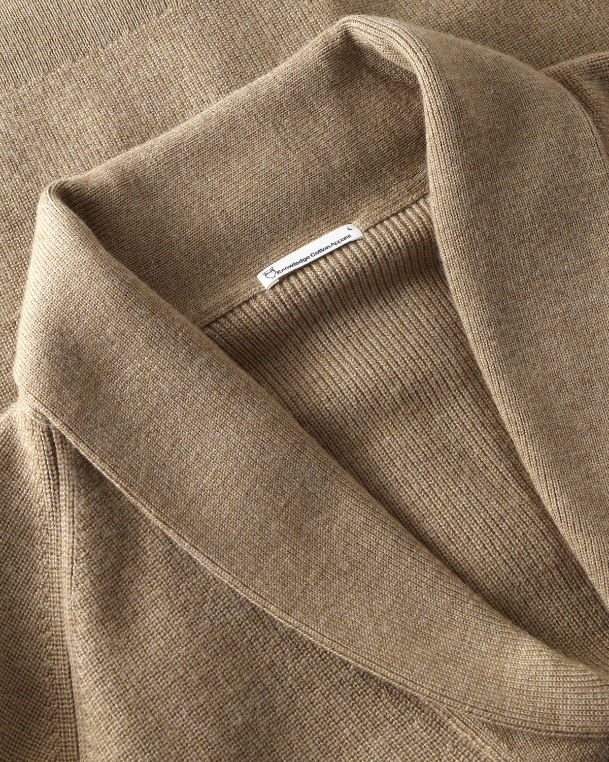 KnowledgeCotton Apparel - MEN Merino knit cardigan Knits 1336 Kelp melange