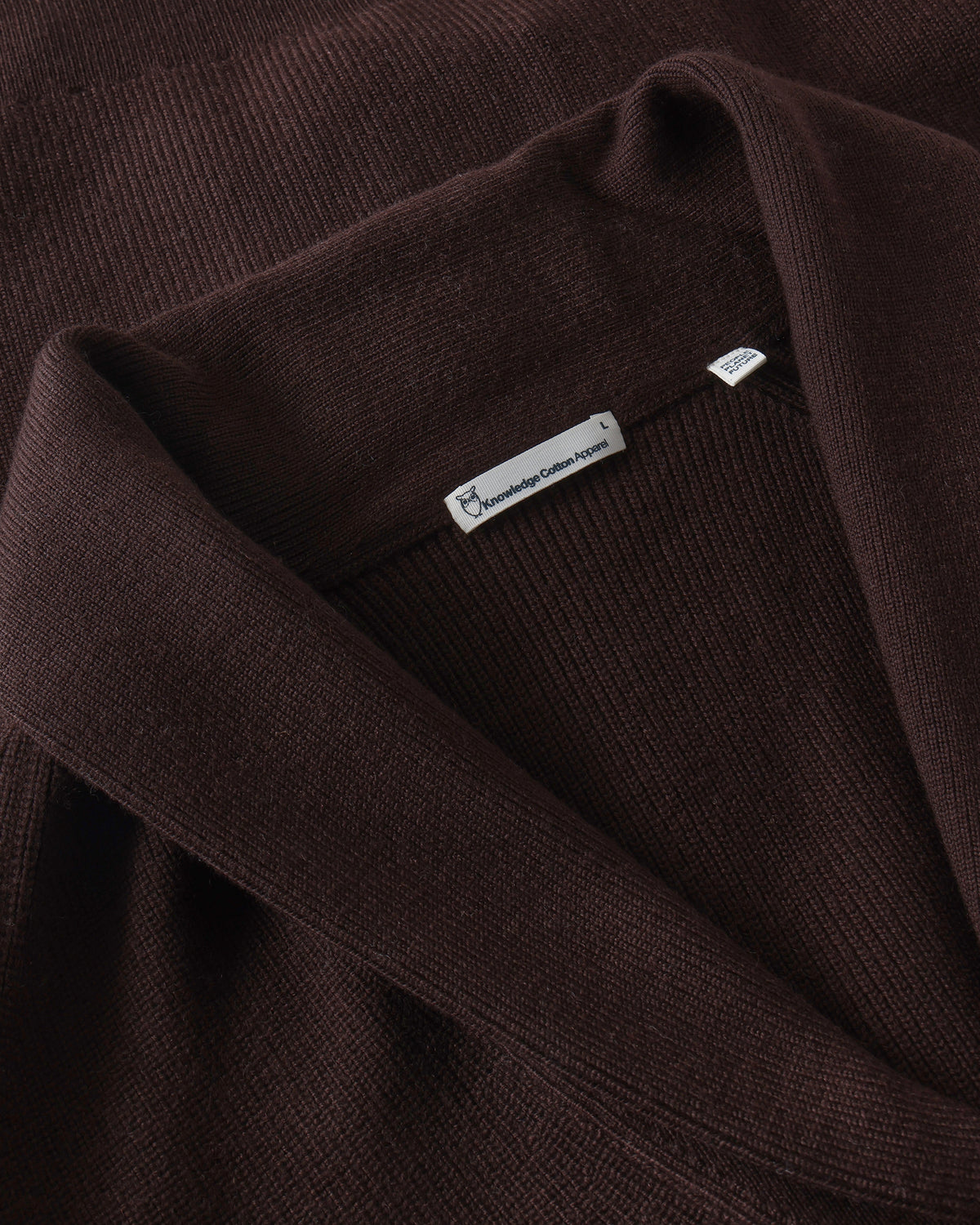 KnowledgeCotton Apparel - MEN Merino knit cardigan Knits 1487 Chocolate Torte