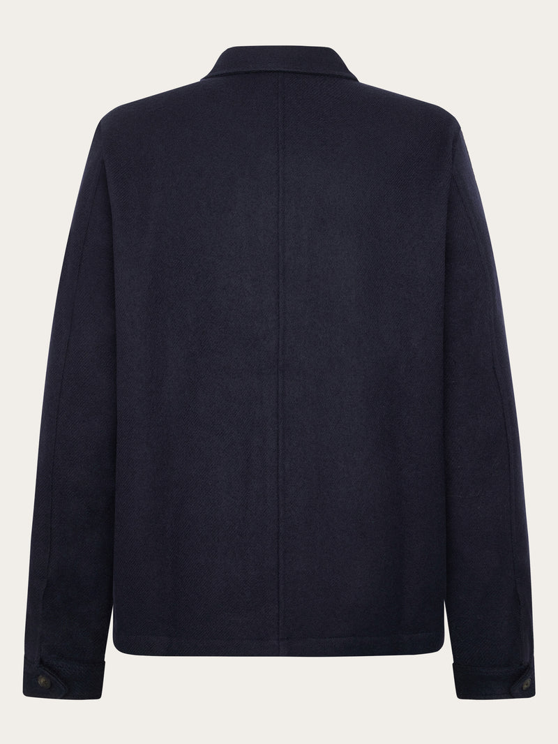 KnowledgeCotton Apparel - MEN Merino overshirt Overshirts 1412 Night Sky