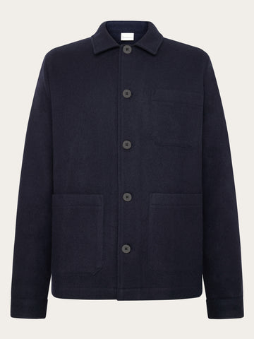 KnowledgeCotton Apparel - MEN Merino overshirt Overshirts 1412 Night Sky