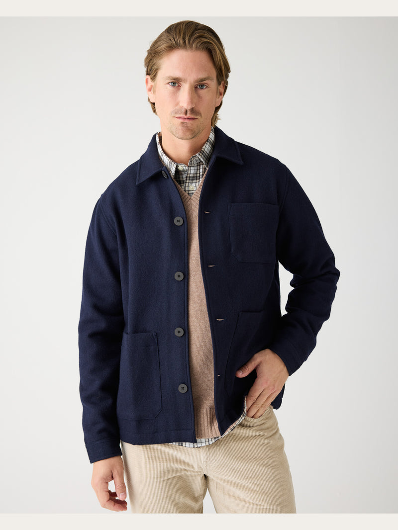 KnowledgeCotton Apparel - MEN Merino overshirt Overshirts 1412 Night Sky