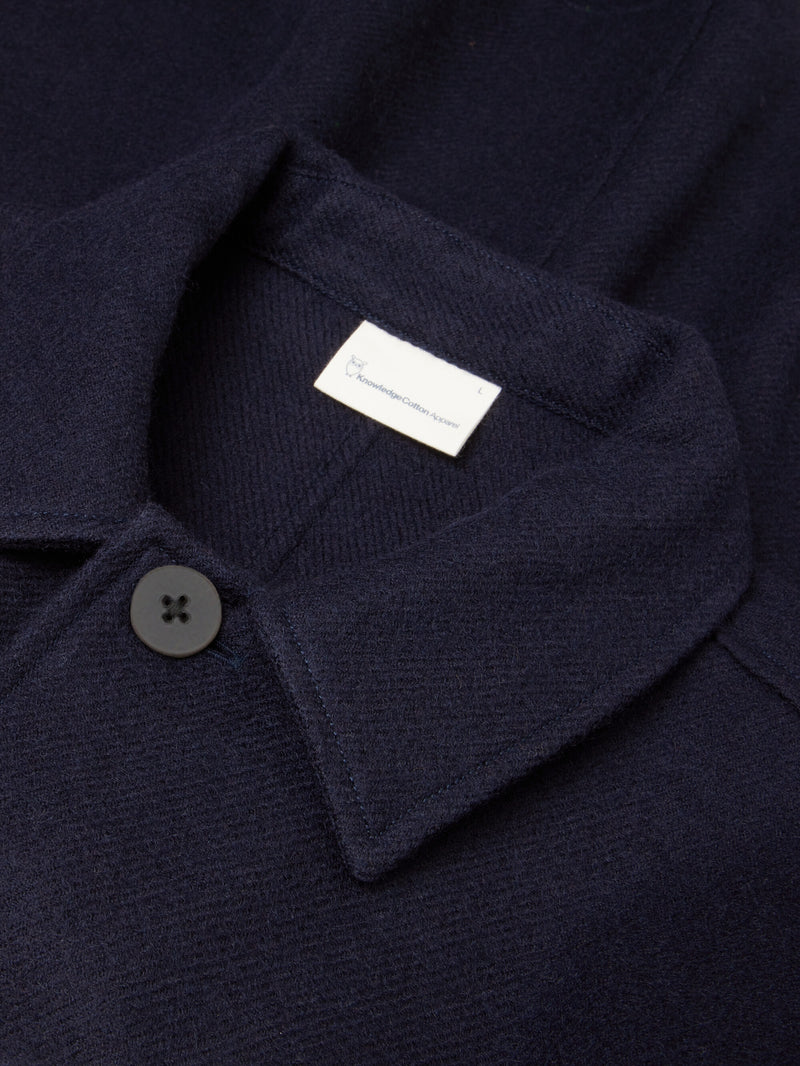 KnowledgeCotton Apparel - MEN Merino overshirt Overshirts 1412 Night Sky