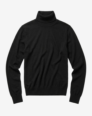 KnowledgeCotton Apparel - WMN Merino rib long sleeve roll-neck Long Sleeves 1300 Black Jet
