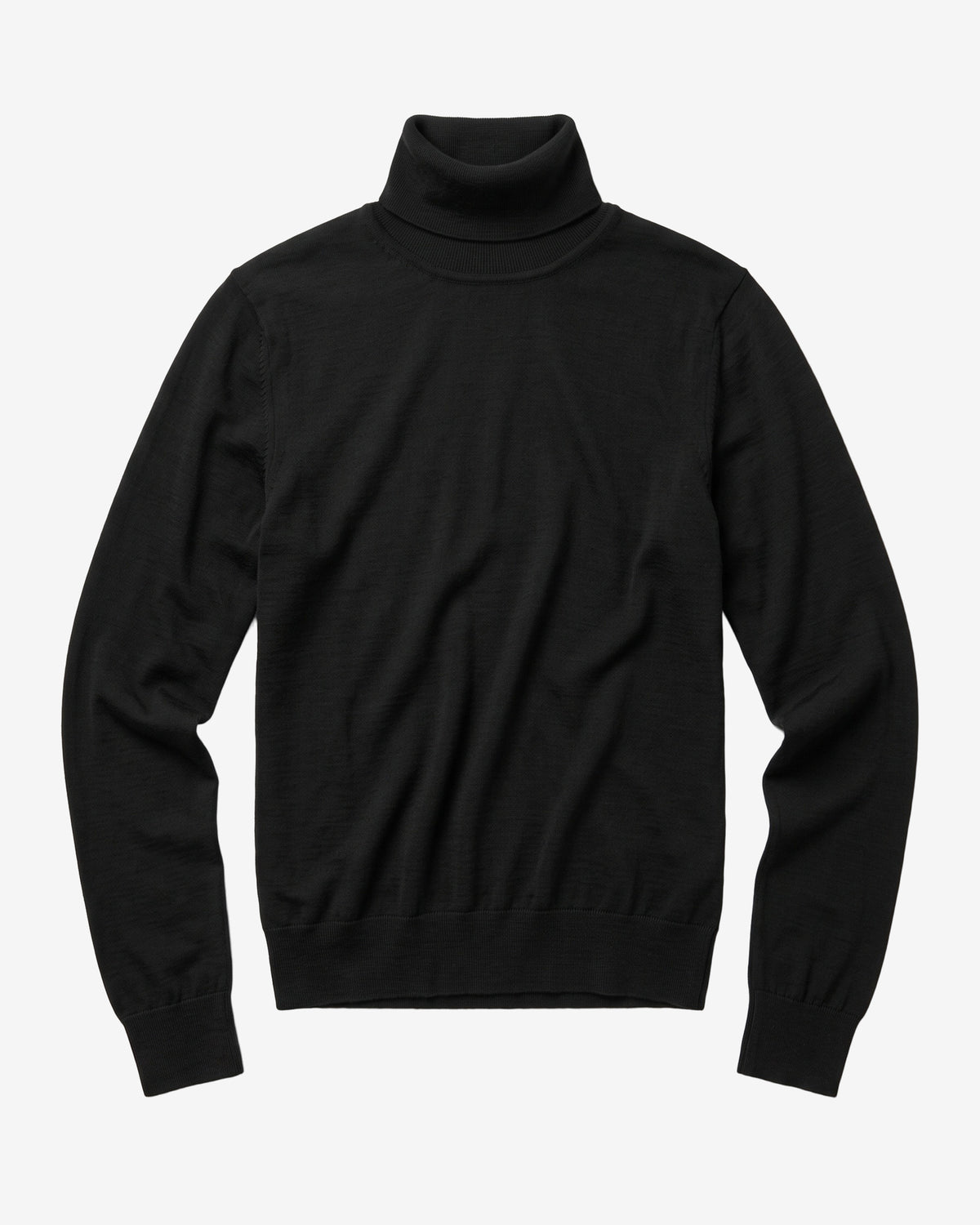KnowledgeCotton Apparel - WMN Merino rib long sleeve roll-neck Long Sleeves 1300 Black Jet