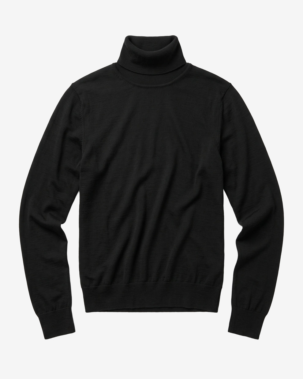 KnowledgeCotton Apparel - WMN Merino rib long sleeve roll-neck Long Sleeves 1300 Black Jet