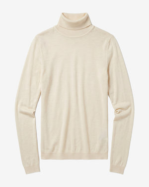 KnowledgeCotton Apparel - WMN Merino rib long sleeve roll-neck Long Sleeves 1387 Egret