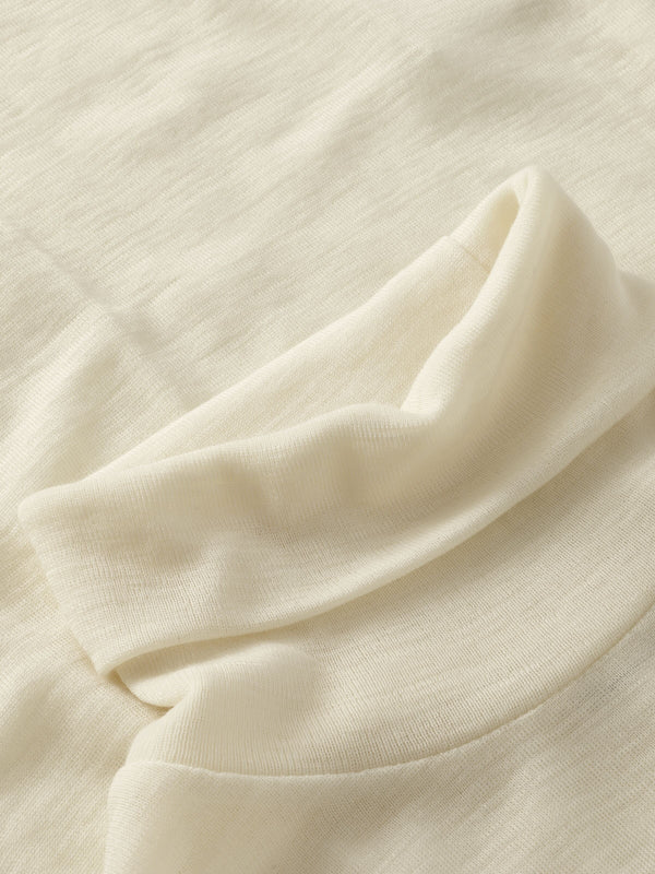 KnowledgeCotton Apparel - WMN Merino rib long sleeve roll-neck Long Sleeves 1387 Egret