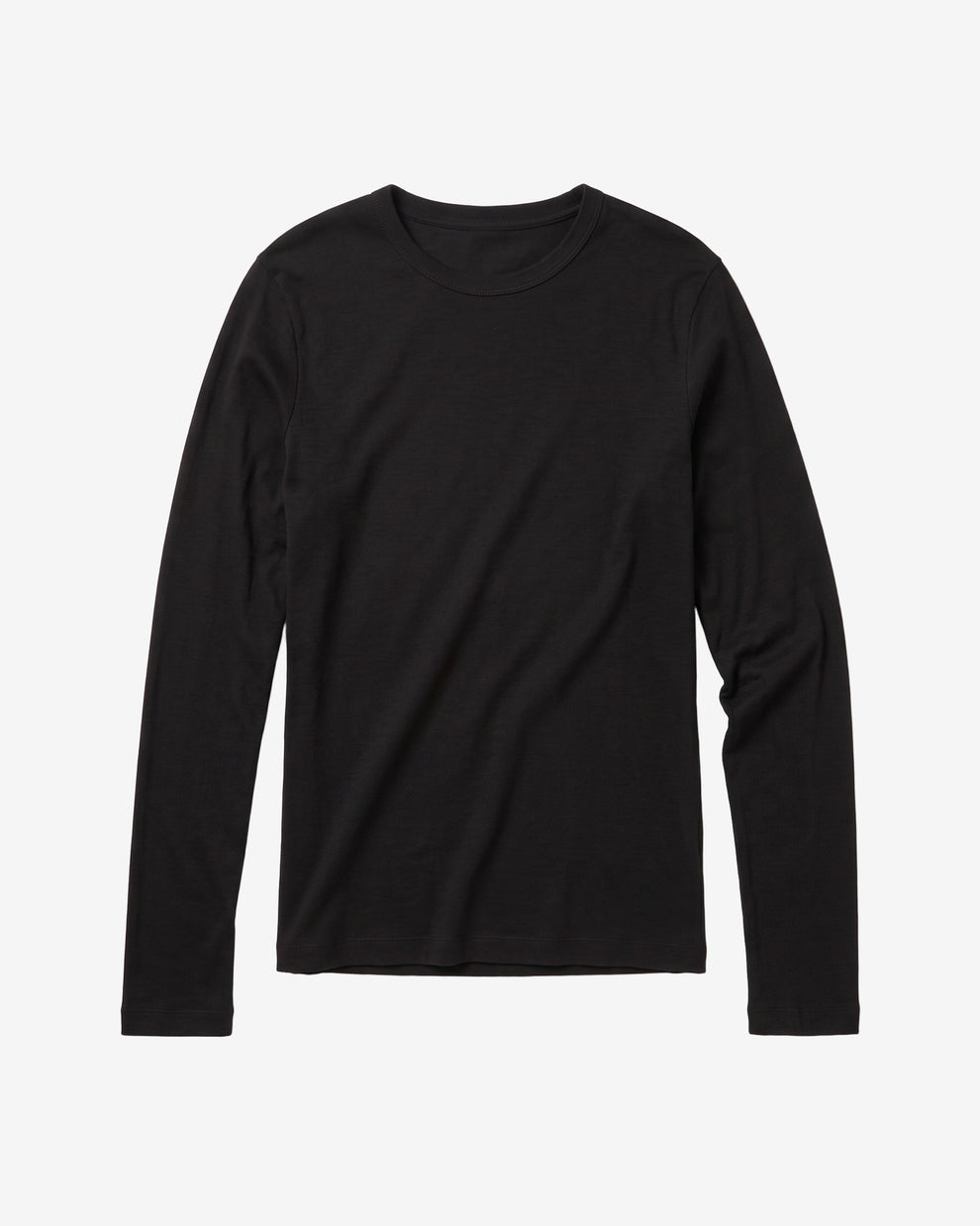 KnowledgeCotton Apparel - WMN Merino rib long sleeve t-shirt Long Sleeves 1300 Black Jet