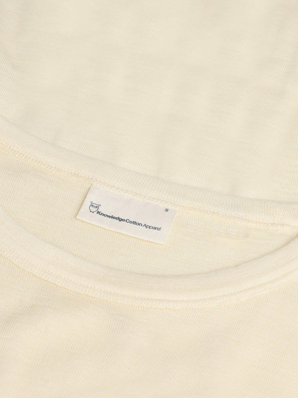 KnowledgeCotton Apparel - WMN Merino rib long sleeve t-shirt Long Sleeves 1387 Egret
