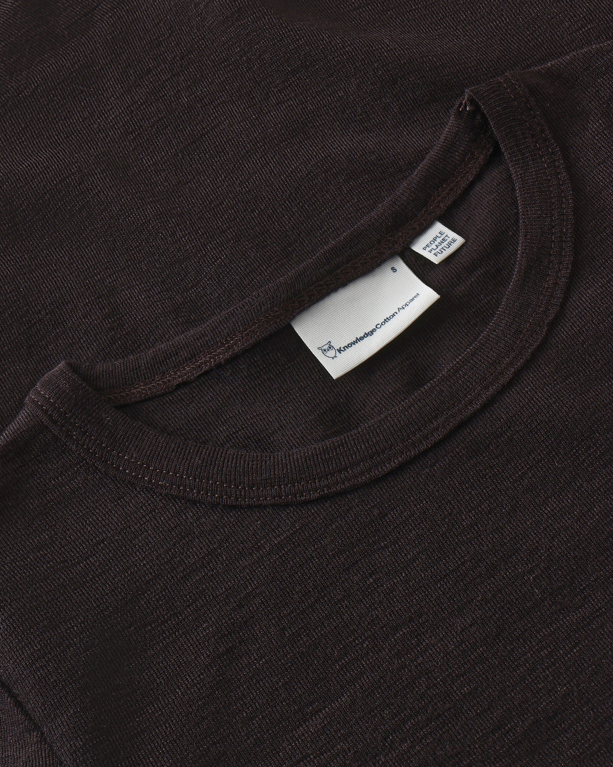 KnowledgeCotton Apparel - WMN Merino rib long sleeve t-shirt Long Sleeves 1487 Chocolate Torte
