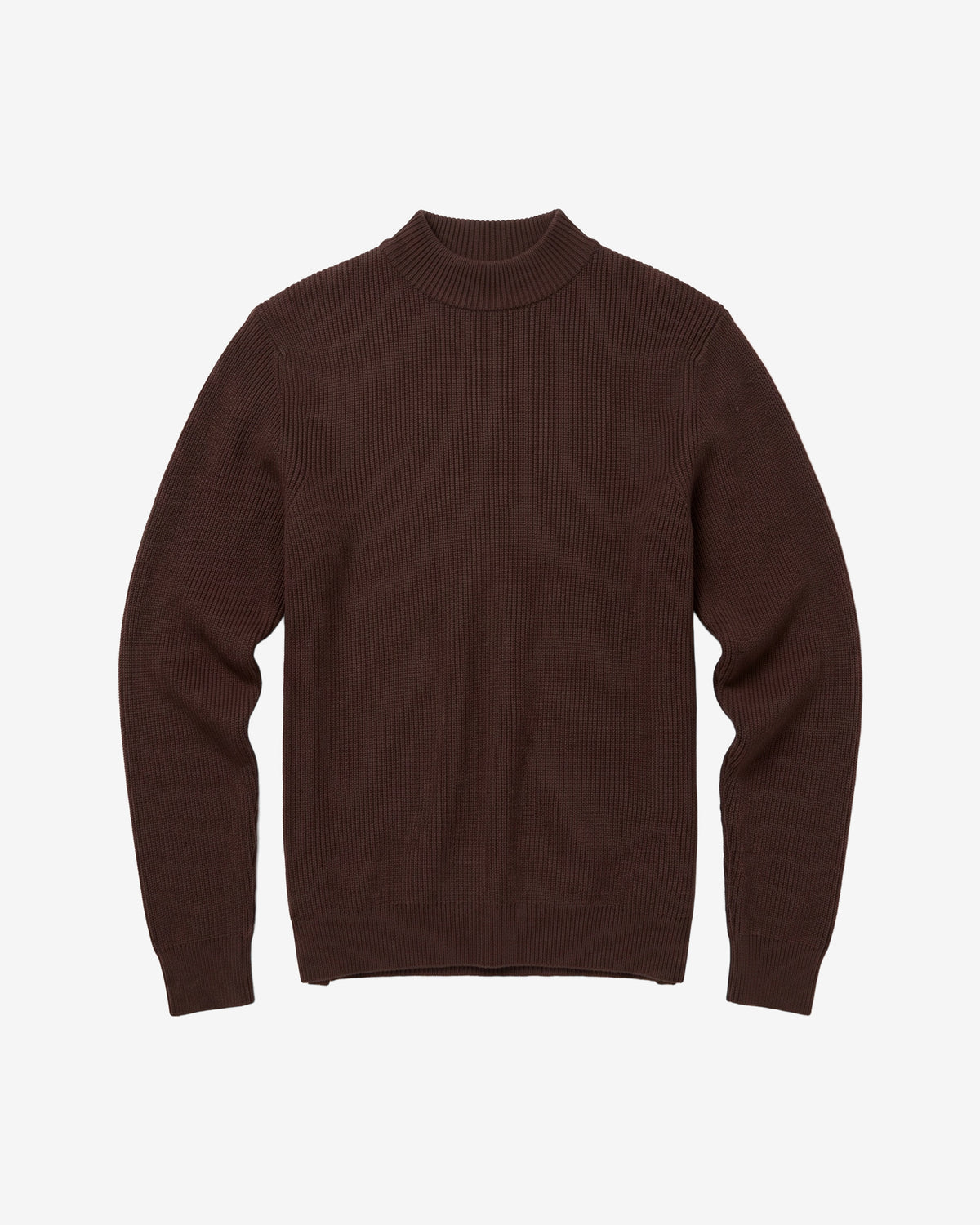 KnowledgeCotton Apparel - WMN Merino rib mock neck long sleeve t-shirt Knits 1487 Chocolate Torte