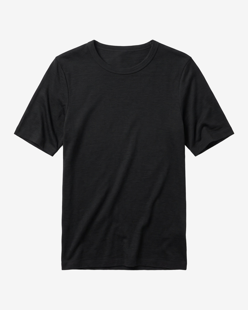 KnowledgeCotton Apparel - WMN Merino rib t-shirt T-shirts 1300 Black Jet