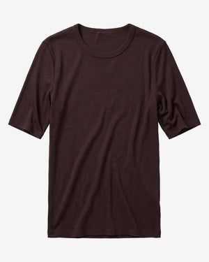KnowledgeCotton Apparel - WMN Merino rib t-shirt T-shirts 1487 Chocolate Torte