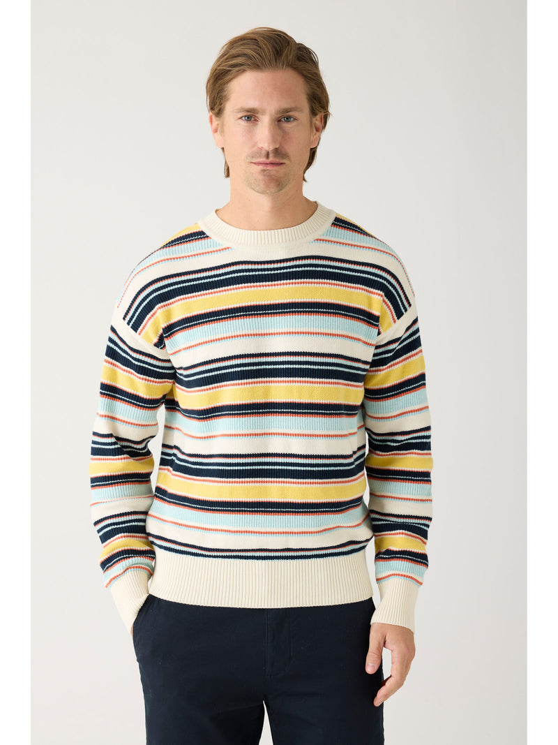 KnowledgeCotton Apparel - MEN Multi stripe structure knit - Regenerative Organic Certified™ - GOTS/Vegan Knits 8032 Multi color stripe