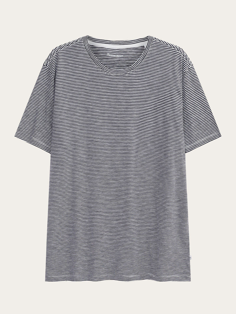 Narrow striped slub t shirt White stripe