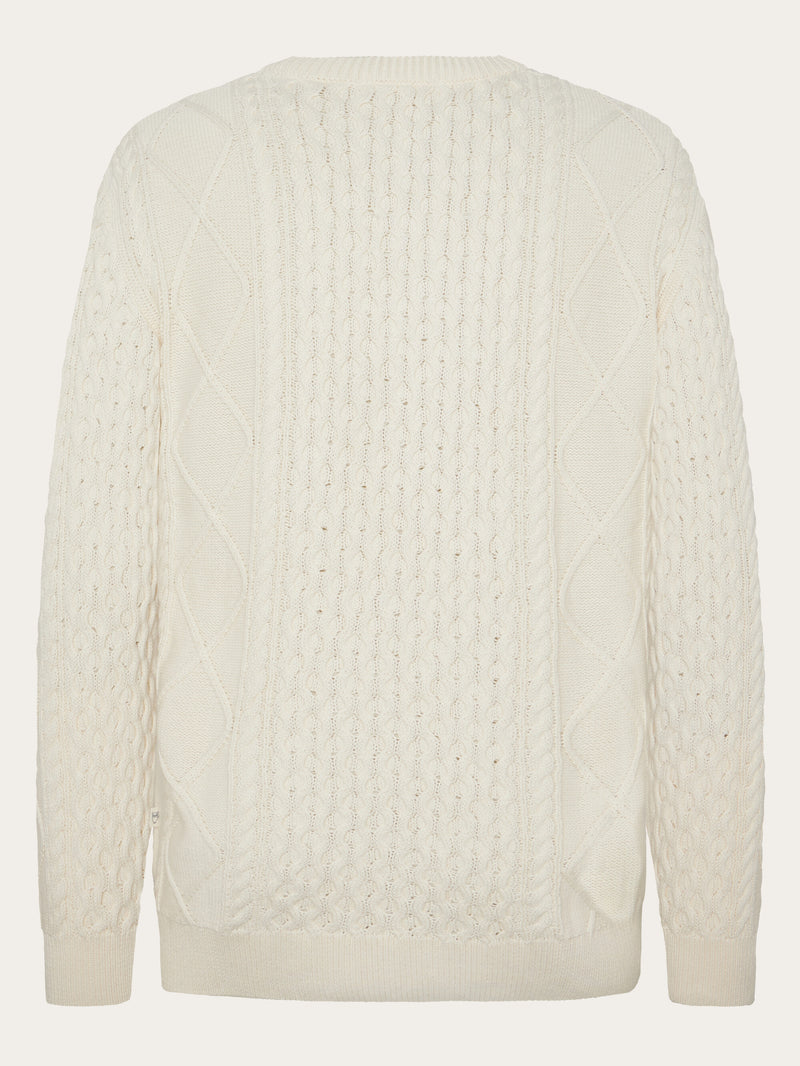 KnowledgeCotton Apparel - MEN Organic Cotton Cable Knit - Regenerative Organic Certified™ - GOTS/Vegan Knits 1387 Egret