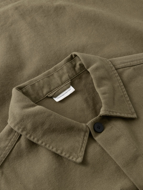 KnowledgeCotton Apparel - MEN Organic Cotton Canvas Overshirt GOTS Overshirts 1068 Burned Olive