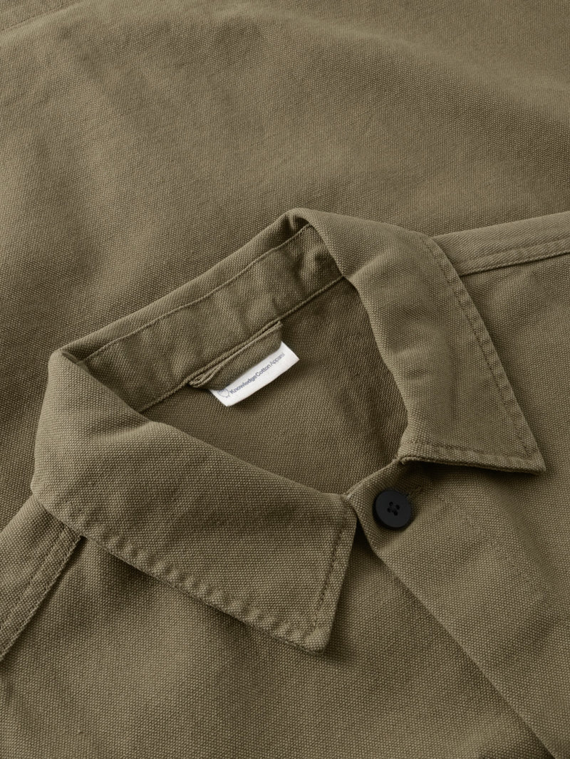 KnowledgeCotton Apparel - MEN Organic Cotton Canvas Overshirt GOTS Overshirts 1068 Burned Olive