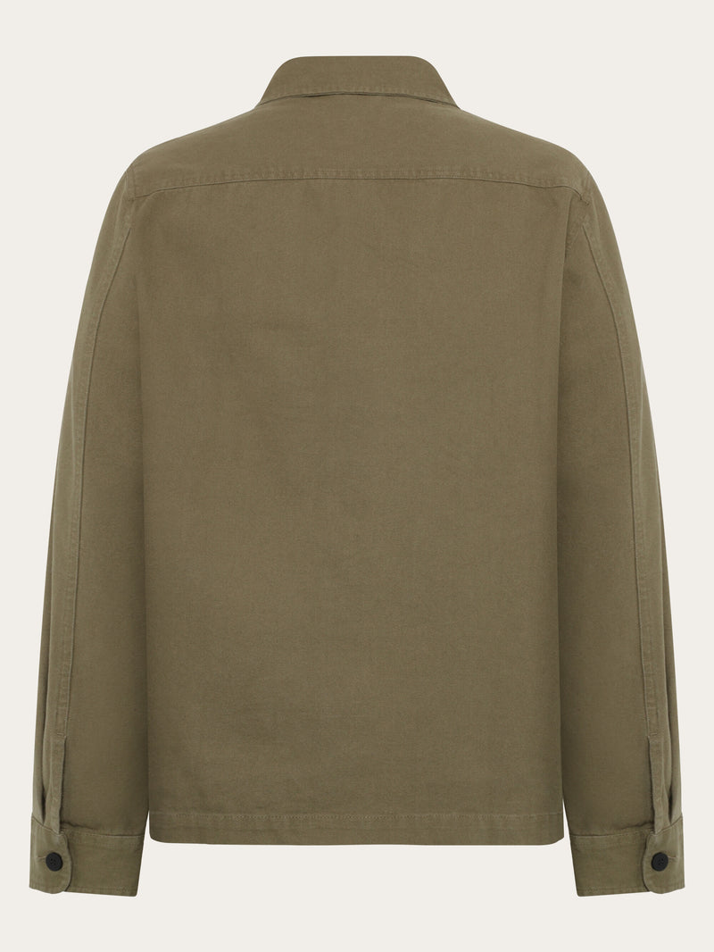 KnowledgeCotton Apparel - MEN Organic Cotton Canvas Overshirt GOTS Overshirts 1068 Burned Olive