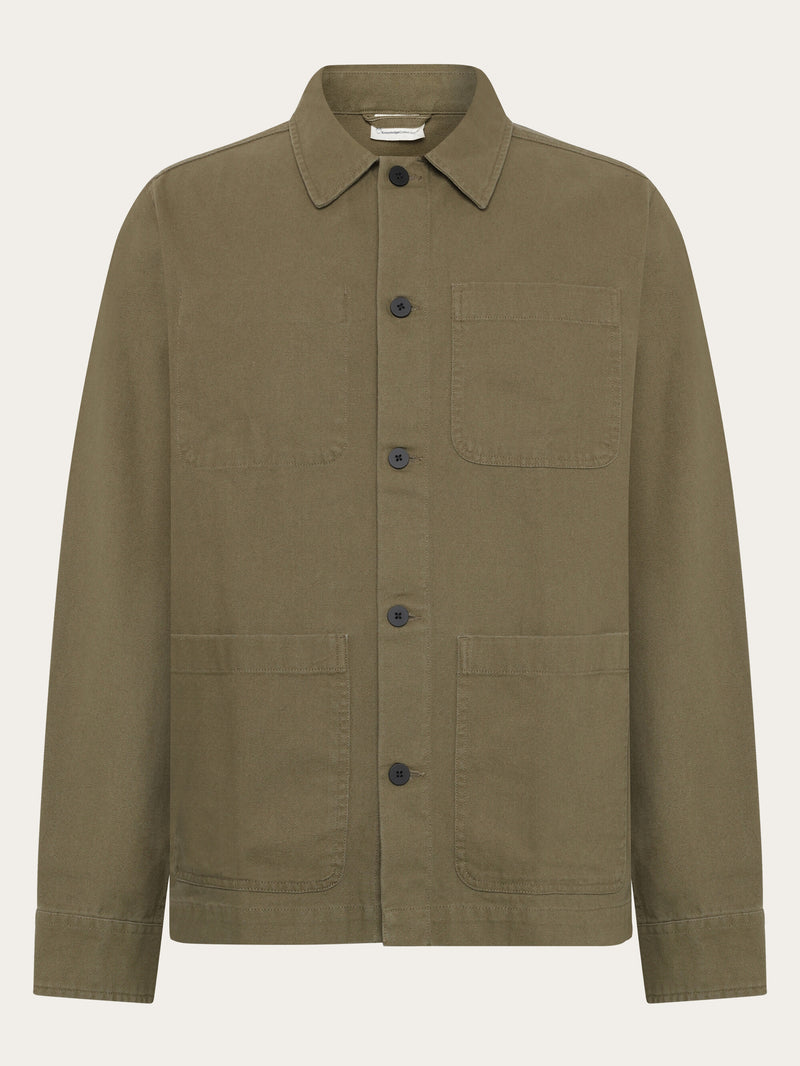 KnowledgeCotton Apparel - MEN Organic Cotton Canvas Overshirt GOTS Overshirts 1068 Burned Olive