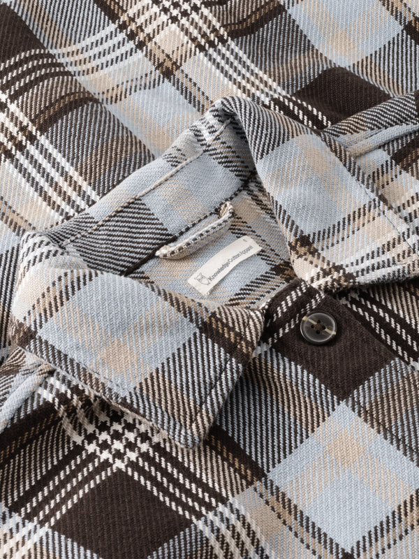 KnowledgeCotton Apparel - WMN Organic Cotton Checked Flannel Overshirt GOTS Overshirts 7026 Brown check