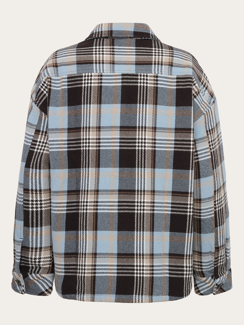 KnowledgeCotton Apparel - WMN Organic Cotton Checked Flannel Overshirt GOTS Overshirts 7026 Brown check