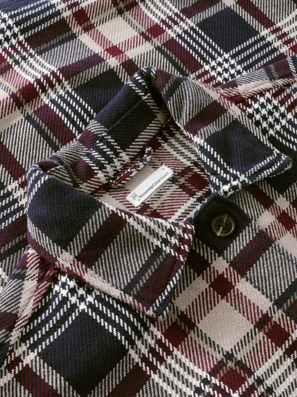 KnowledgeCotton Apparel - WMN Organic Cotton Checked Flannel Overshirt GOTS Overshirts 7030 Beige check