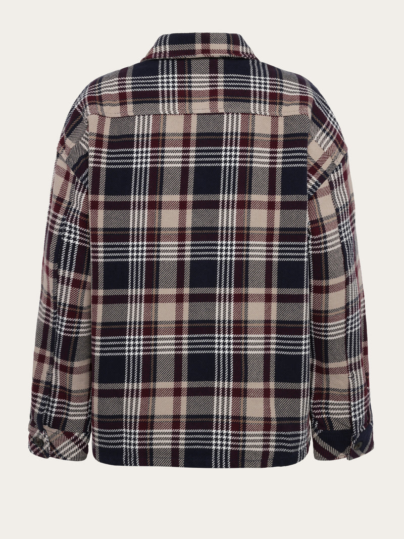 KnowledgeCotton Apparel - WMN Organic Cotton Checked Flannel Overshirt GOTS Overshirts 7030 Beige check