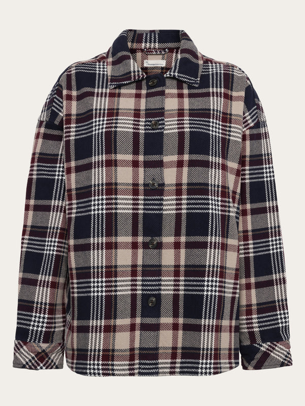KnowledgeCotton Apparel - WMN Organic Cotton Checked Flannel Overshirt GOTS Overshirts 7030 Beige check
