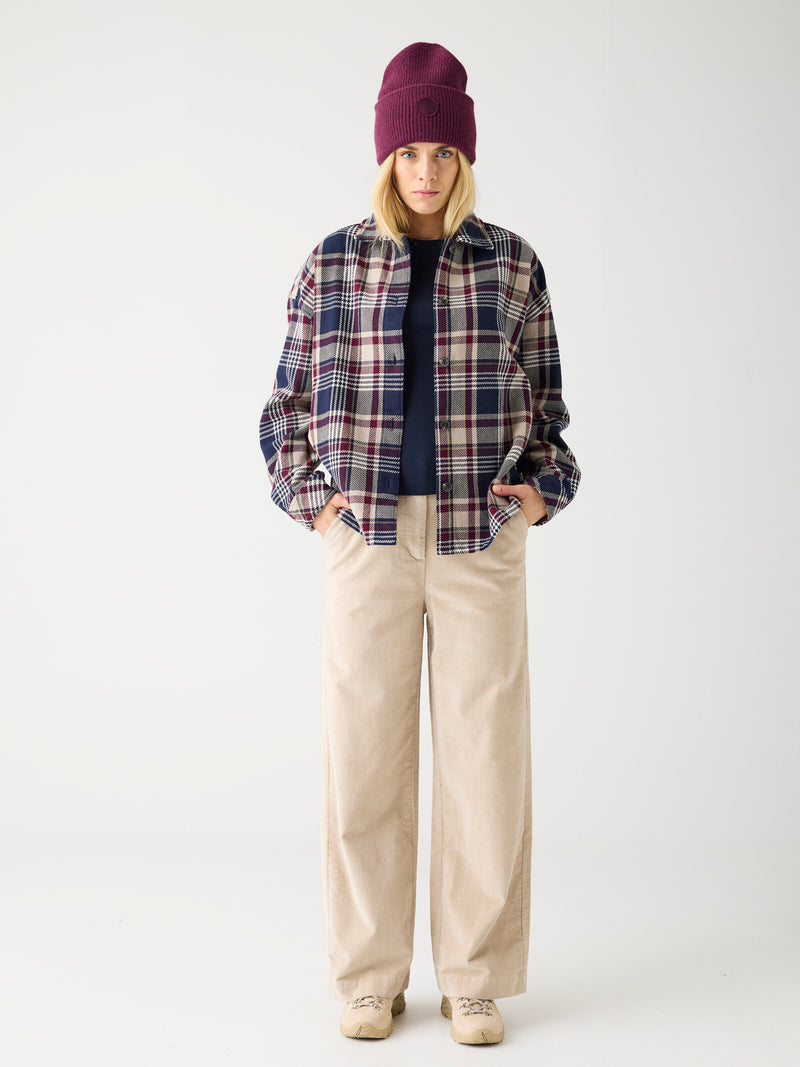 KnowledgeCotton Apparel - WMN Organic Cotton Checked Flannel Overshirt GOTS Overshirts 7030 Beige check